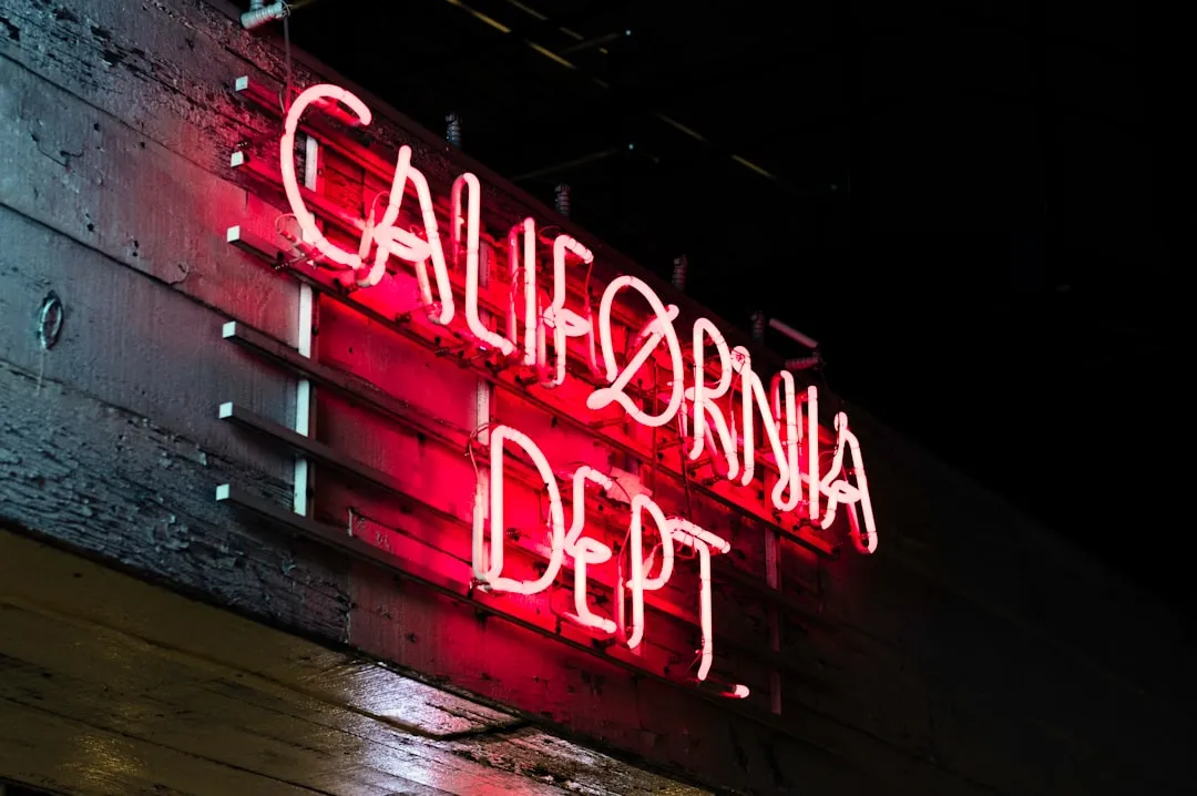 Red California Dept. neon light signage