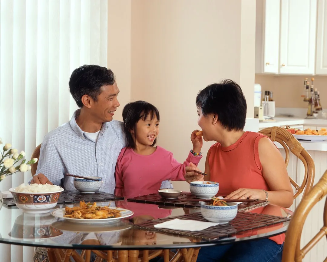 Family eating at the dinner table