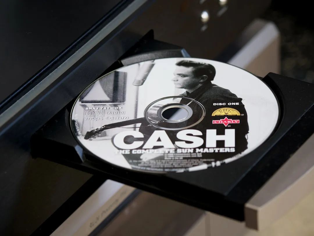 Black and white labeled disc
