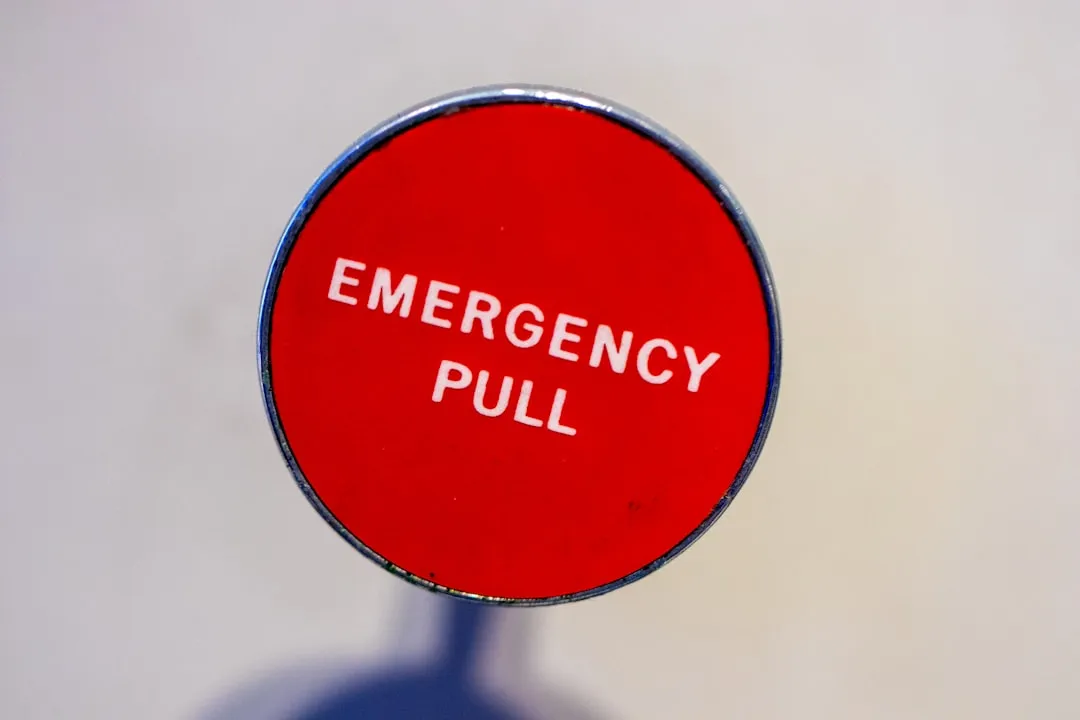 Red emergency pull lever